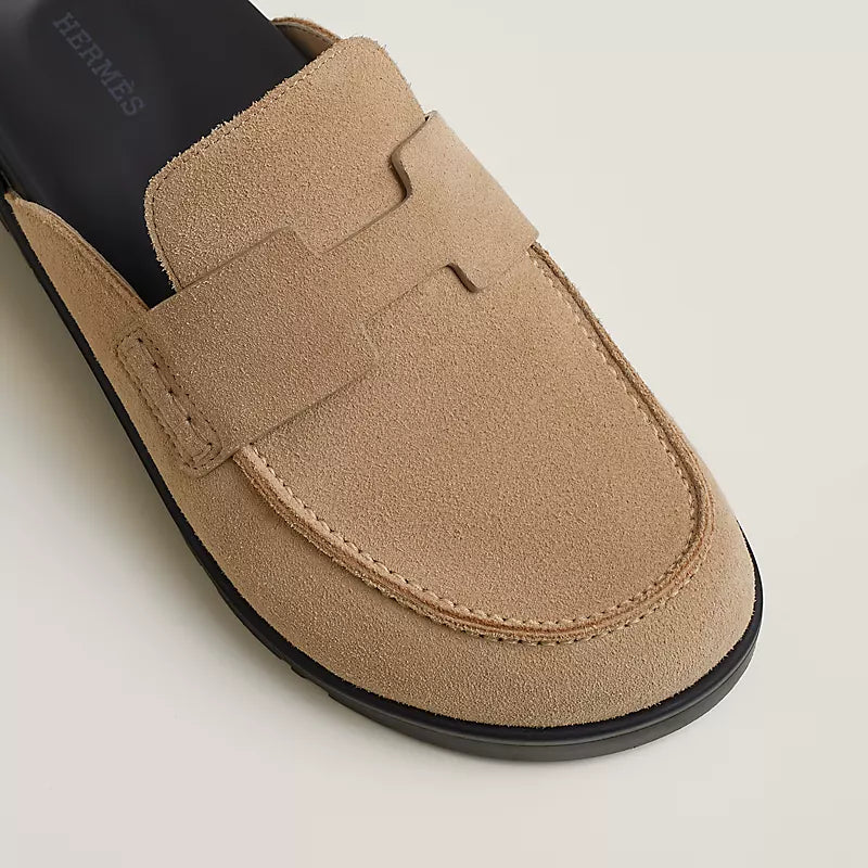 Hermès Go Mules In Beige Suede, A Slip-On Style Featuring