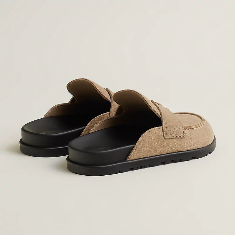 Hermès Go Mules In Beige Suede, A Slip-On Style Featuring