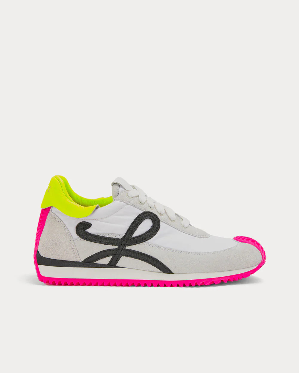 Flow Runner In Nylon And Suede Soft White/Neon Pink