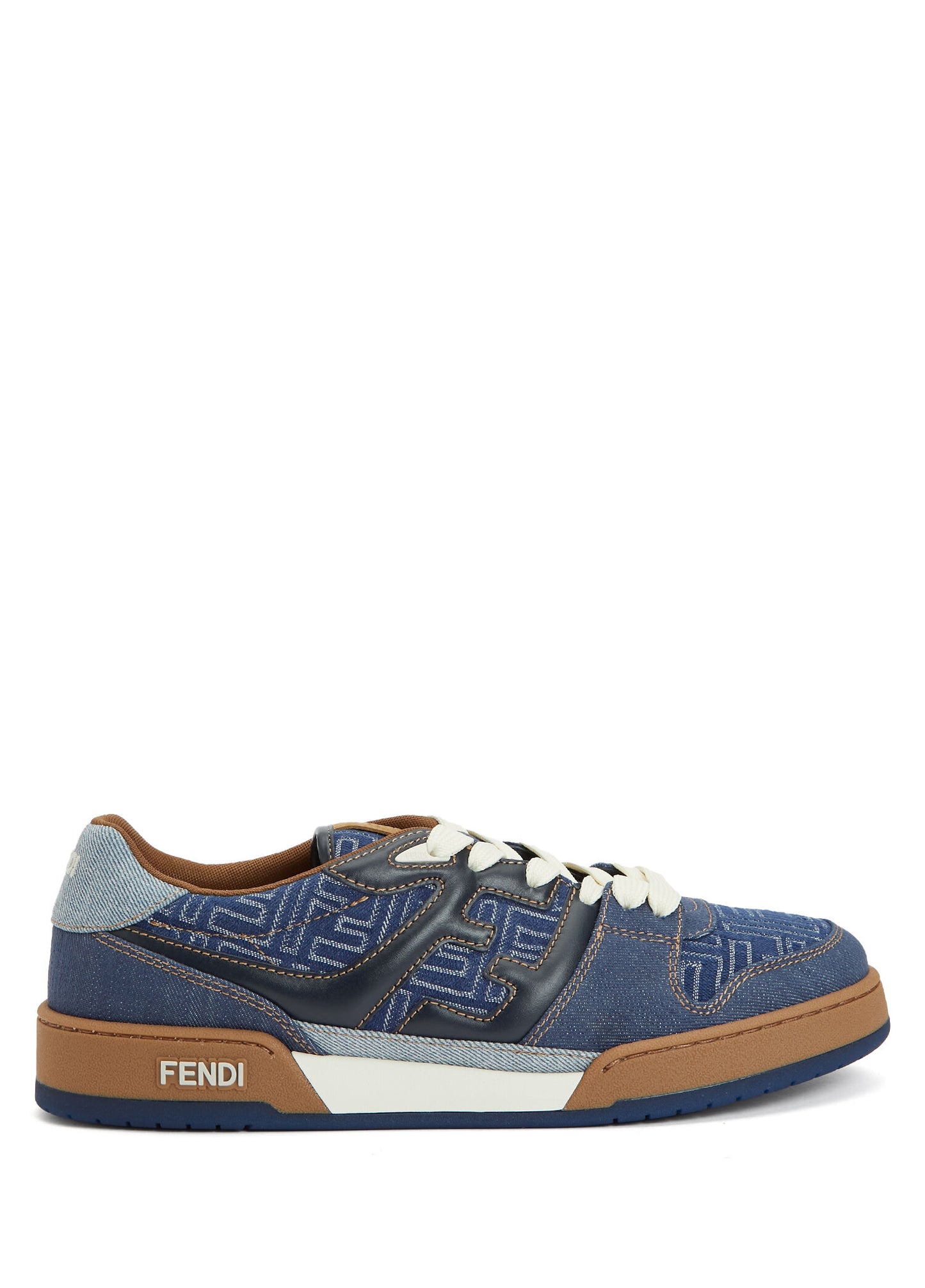 Fendi Match Sneakers Navy FF jacquard and white suede low-tops