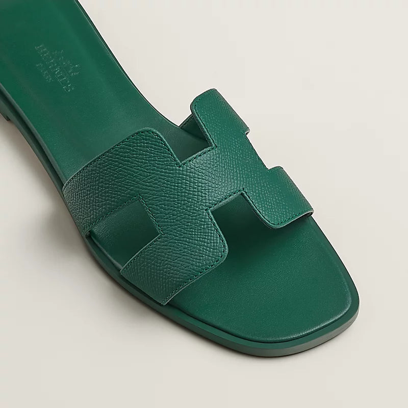 Hermes Oran Sandal Vert Oyat Leather