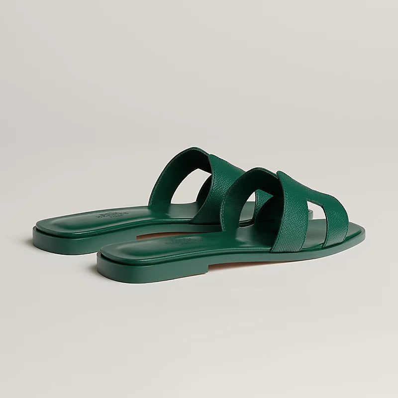 Hermes Oran Sandal Vert Oyat Leather