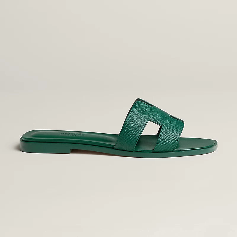 Hermes Oran Sandal Vert Oyat Leather