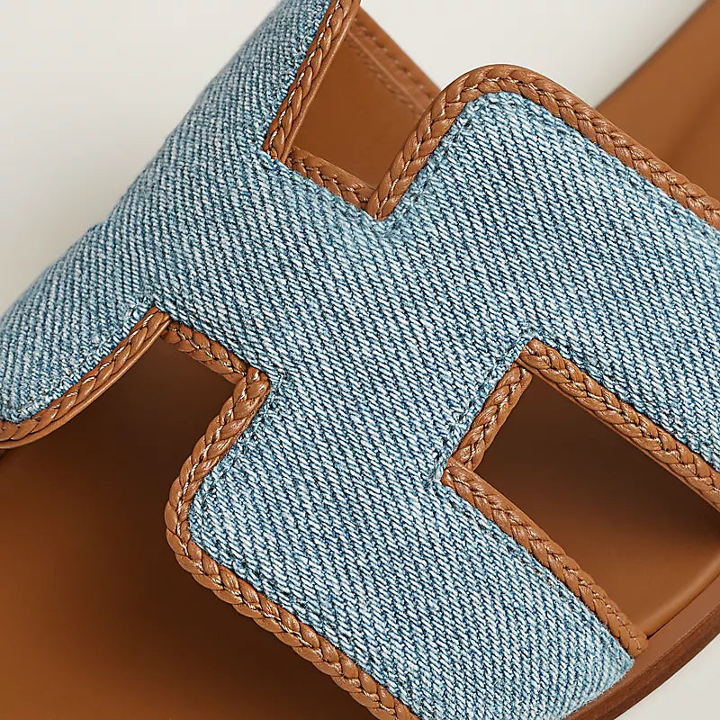 Hermes Oran Sandal Bleu Clair / Naturel